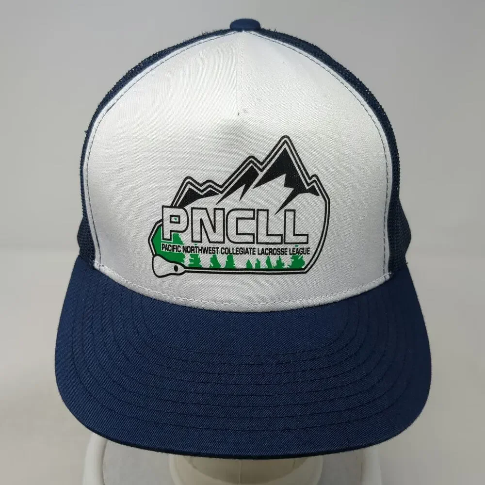 Yupoong Trucker Hat Blue White One Size PNCLL Lacrosse League Snapback Mesh